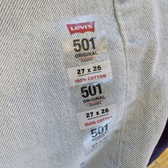 Levi’s 501 Original Cropped Jeans 27x26 Distressed Light Wash High Rise NWT $80 - Picture 13 of 14